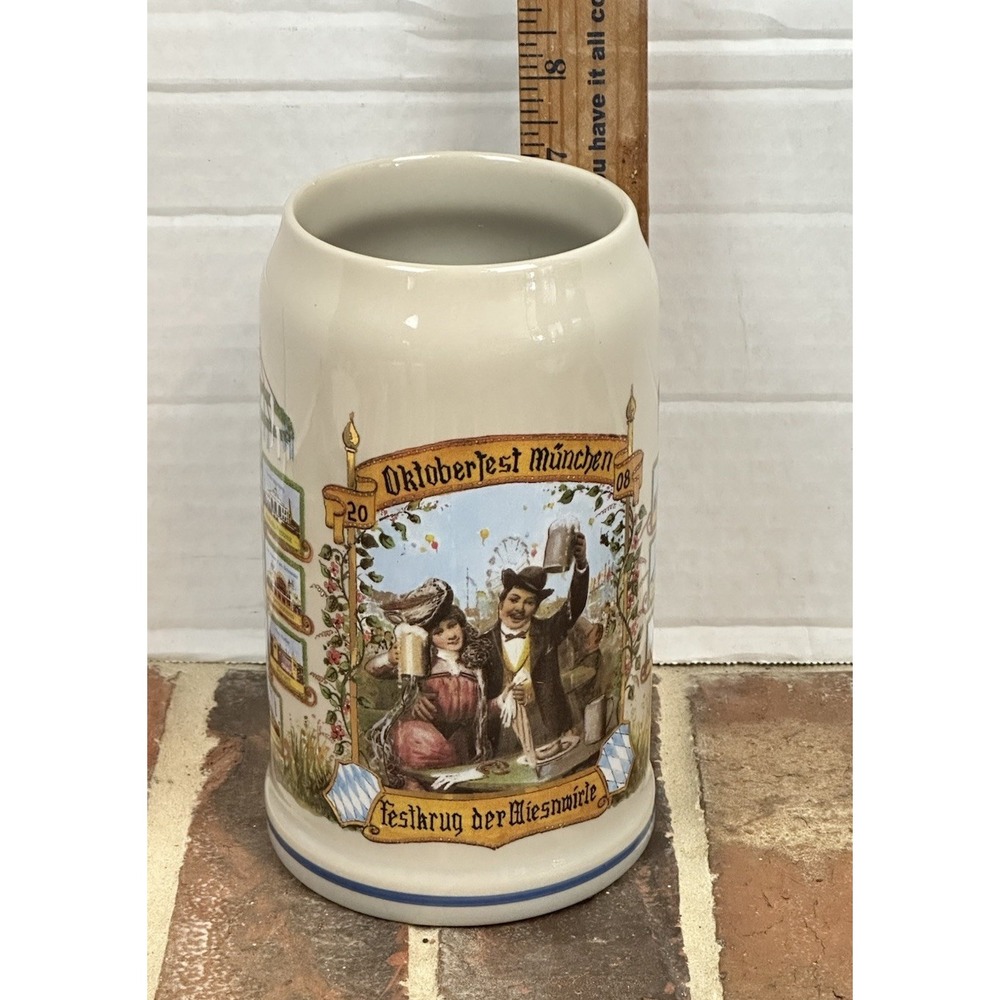 2008 Oktoberfest Munich Germany Beer Stein 1 L. Wiesnwirte Krug Handmade